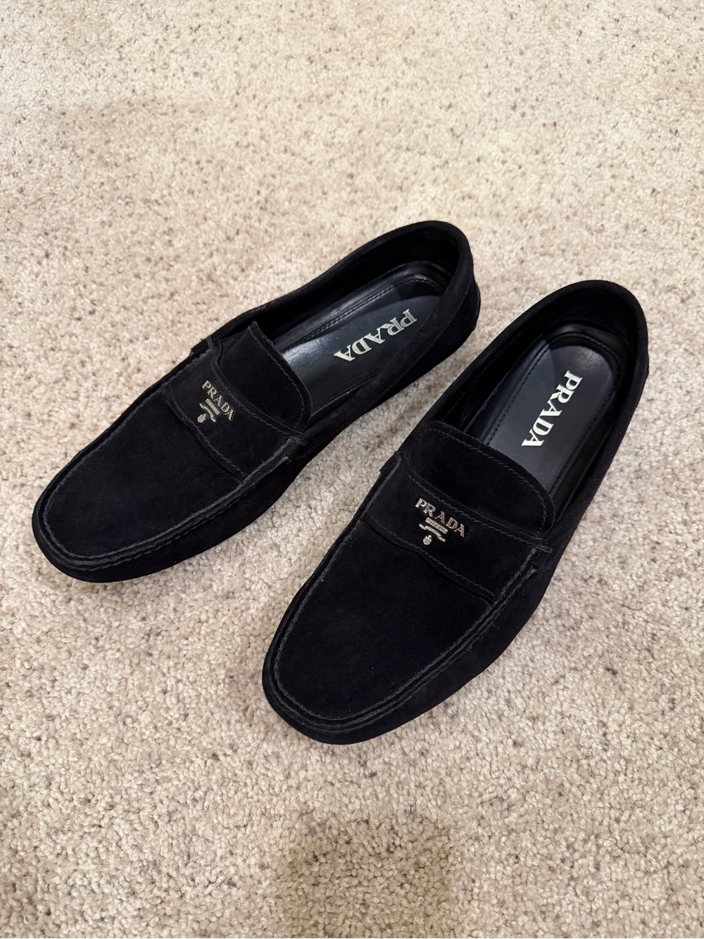 Prada Black Suede Men's Penny Loafers